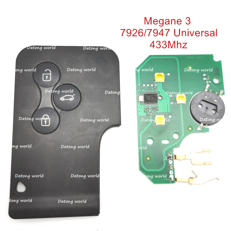Datong World для Renault Megane 3 дистанционный ключ 433 МГц 7947/7926 чип 3 кнопки ключ смарт-карты