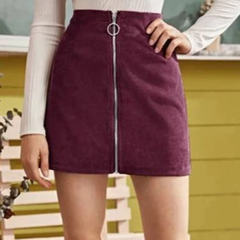 

Zipper Autumn Spring Short Mini Skirts Fashion Women High Waist Pencil Skirt Bodycon Button Party Club Female Elegant Skirts