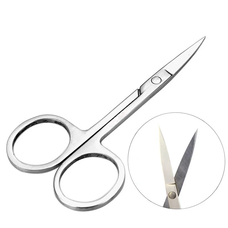 Stainless Steel Small Nail Tools Eyebrow Nose Hair Scissors Cut Manicure Facial Trimming Tweezer Makeup Beauty Tool 1pc eyebrow tweezer hair beauty slanted puller flower printed stainless steel eye brow clips hair removal makeup tools