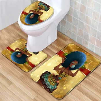 

African Women's Bathroom Mat Three-Piece Bathroom Carpet Toilet Mat Set Door Mat Bathroom Non-Slip Mat Spot