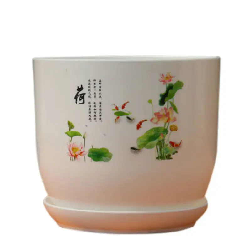 Полимерный цветочный горшок для кактусов вазон для суккулентов в китайском стиле горшки в стиле бонсай цветочный горшок с дренажным отверстием контейнер для растений - Цвет: Белый