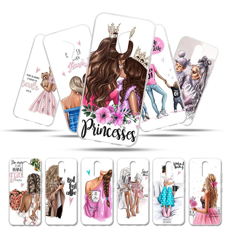 

Soft Case For LG K40 Aristo 2 V30 Case Fashion Super Mom Baby Girl Fundas For LG X Venture Power 2 Cam Case Cover