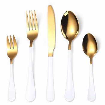 

Home Tableware Golden Cutlery Set Stainless Steel Cutlery Fork Spoon Knife Set Dinnerware Sets 5 Pieces Gold Spoons Eco Friendly