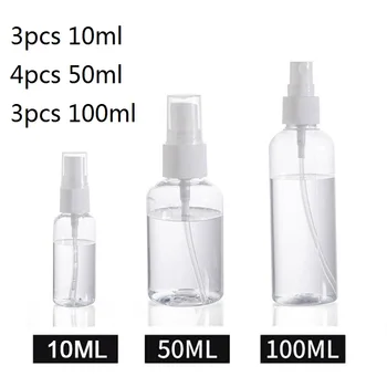 

10Pcs Transparent Empty Spray Bottles 10ml/50ml/100ml Plastic Mini Refillable Container Empty Cosmetic Containers