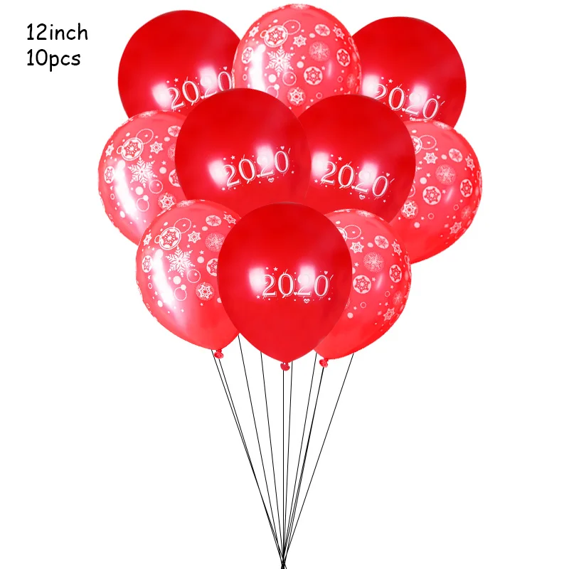 10pcs red Фольгированные воздушные шары с новогодним декором, воздушные шары с круглыми цифрами, новогодние вечерние шары, воздушные шары для рождественской вечеринки - Цвет: 10pcs red