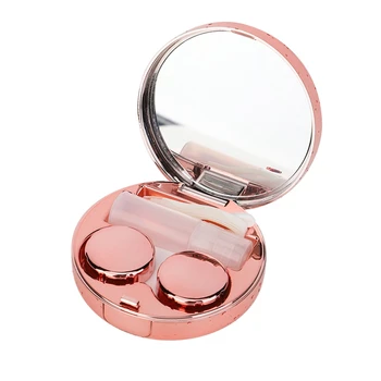 

Portable Round Reflective Contact Lenses Storage Box Case Container Holder Contact Lens Case Beauty Case Lens Companion Case
