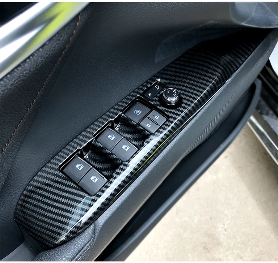 Door Armrest Window Glass Lift Control Button Panel Cover Trim Accessories For Toyota Camry 2018 2019 2020 Matte / Carbon Fiber |