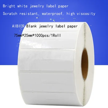 

AIBIER Blank jewelry label waterproof label 75*25mm 1000pcs/1Roll Thermal transfer PET barcode Labels adhesive printed sticker