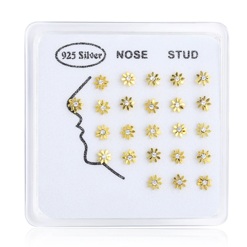 24 pçs clear crystal nose studs feminino