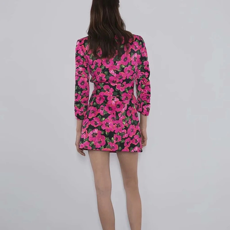 Heydress Женский Осенний блейзер с длинными рукавами, куртки с цветочным принтом в винтажном стиле, Женский Длинный блейзер с поясом, Повседневная Уличная одежда, женская верхняя одежда