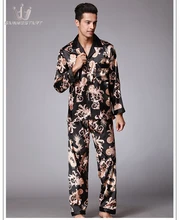 SAMWESTART Men's Stain Silk Pajamas Sets Atumn Winter Male Pajamas Silk Sleepwear Men Sexy Modern Cardigan Style Soft Nightwear SAMWESTART Men's Stain Silk Pajamas Sets Atumn Winter Male Pajamas Silk Sleepwear Men Sexy Modern Cardigan Style Soft Nightwear