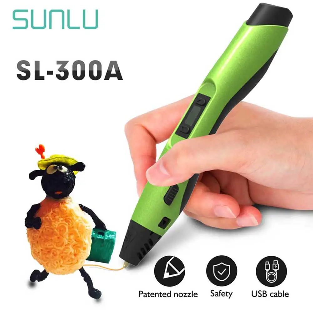 SUNLU 3D умное Рисование печать Ручка с 2 бесплатными 3 м PCL нити 3D печать Ручка Поддержка PLA/ABS/PCL нити Подарок на день рождения