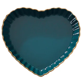 

Ceramic Dried Fruit Dish Snacks Candies Dish Lattice Storage Dish for Home (Heart-Shaped Dish)
