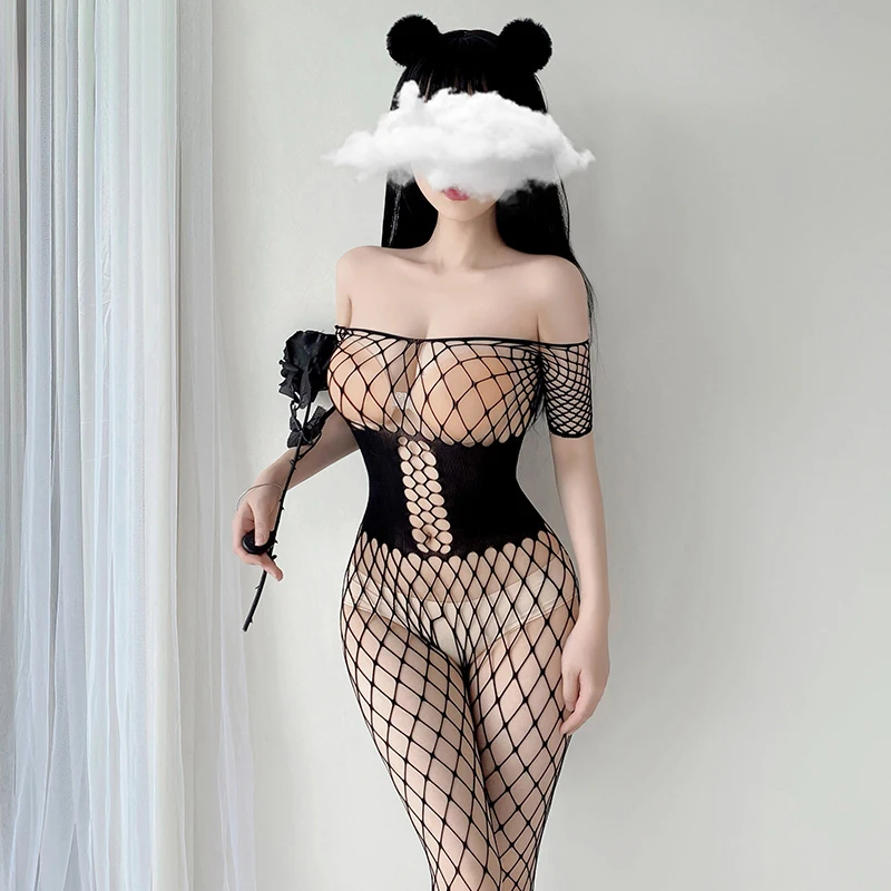 Women underwear Sexy lingerie Fishnet Body Stockings Open Crotch Underwear Hollow Out Transparent Bodysuit Catsuit Cosplay Costumes