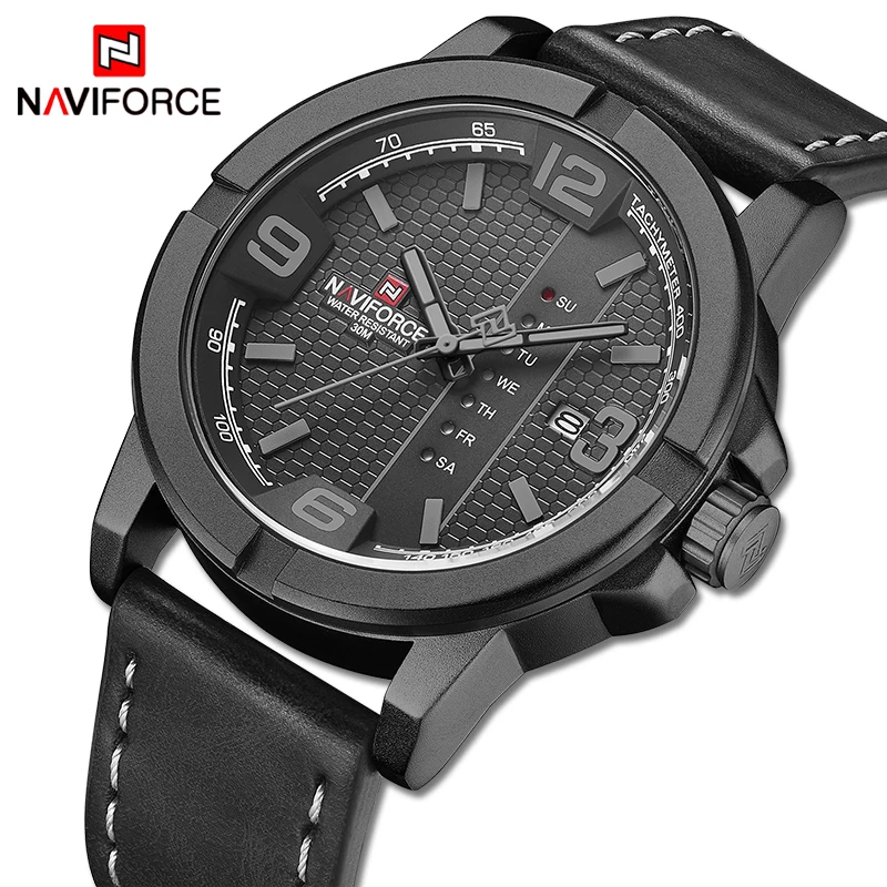 

Men’s Watches Top Luxury Brand NAVIFORCE Sports Quartz Watch Men Leather Waterproof Date Analog Clock Watches Relogio Masculino