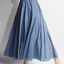 Maxi-Skirt Linen Elastic-Waist Elegant Women's Ladies Summer Saia Casual Feminina SK53