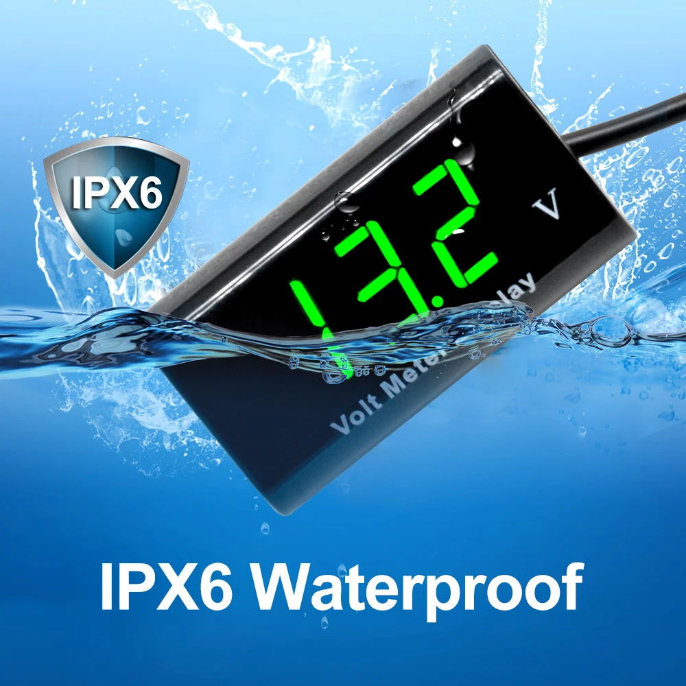 DC 3-18V IPX6 방수 LED 디지털 전압계 전압 게이지, 전압 표시기 모니터 감지기, 자동차 오토바이 패널 미터