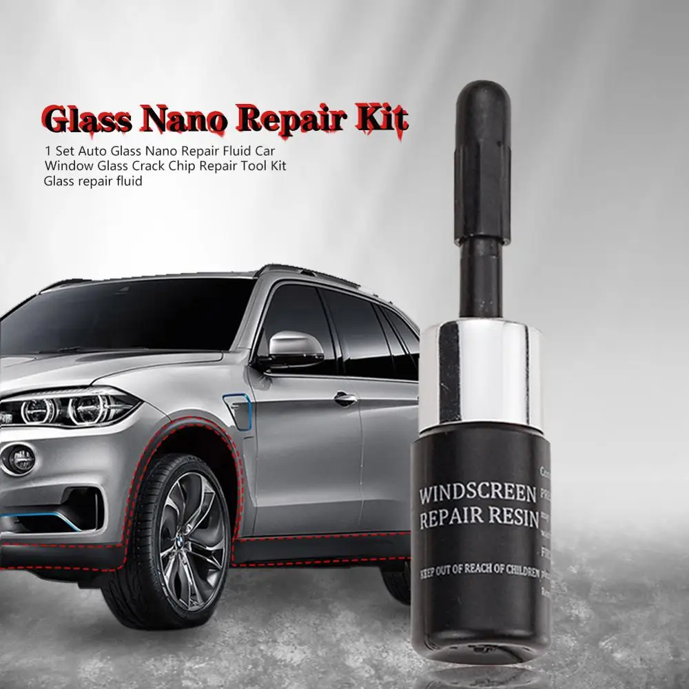 Automotive Glass Nano Repair Fluid Window Broken Glass Nano Repair Tool Set Black Magic Windshield Crack Chip Repair Tool Kit 6