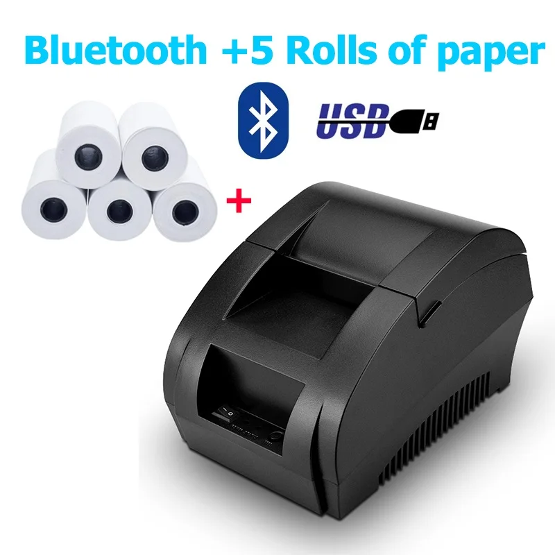 Zjiang термопринтер 58 мм POS чековый принтер Bluetooth USB порт для мобильного телефона Android iOS Windows и супермаркета - Цвет: Bluetooth 5 paper