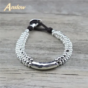 

Anslow Fashion Jewelry Women Friend Gift Charm Strand Handmade Leather Bracelet For Women Bead Christmas Mothers' Gift LOW0813LB