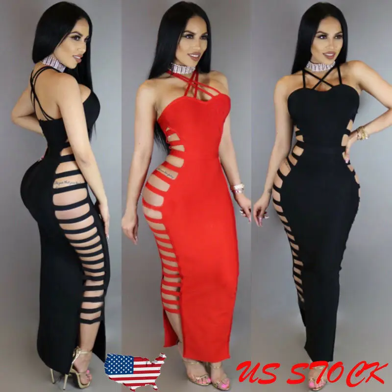 

2020 New Summer Dress Sexy Sleeveless Dresses Women Hollow Out Bodycon Bandage Dresses Vestido