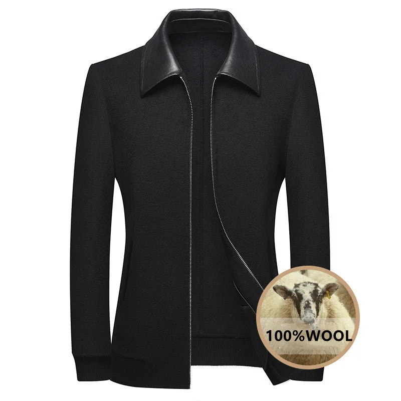 

Winter 2022 Mens Clothing Natural Sheepskin Genuine Leather Real Fur Wool Lapel Plush Thick Coats Thicken Warm Parkas Jackets