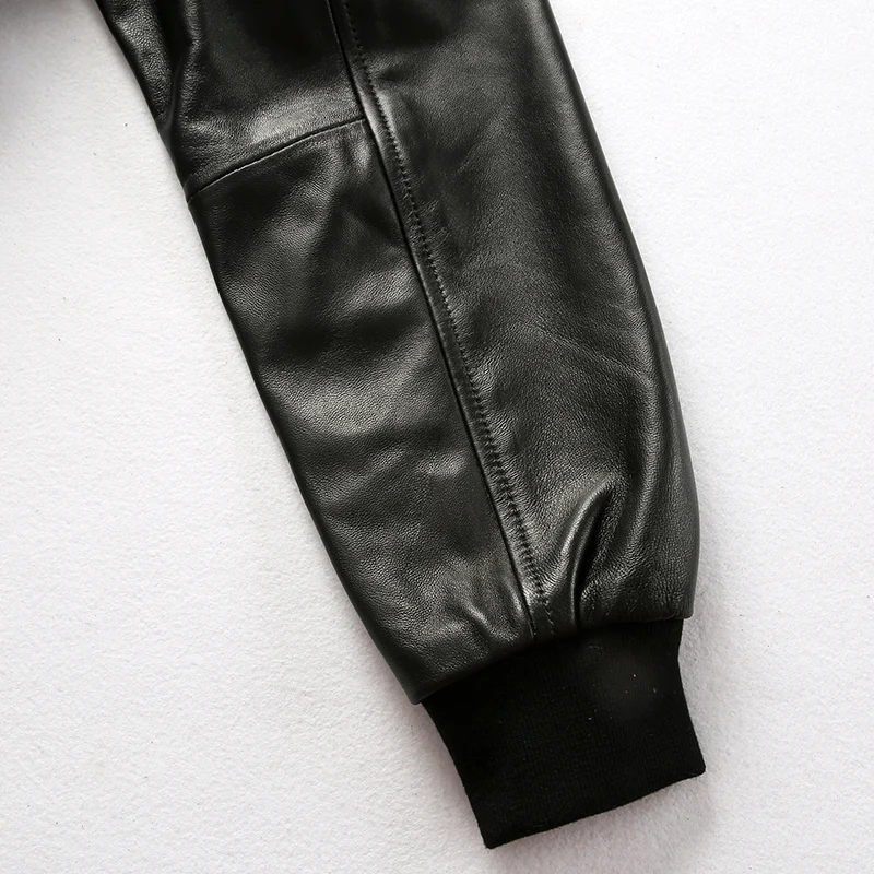 Deals AL1937 hot sale sheep leather clothing Mens over size genuine sheep leather simple design slim leather jacket outerwear