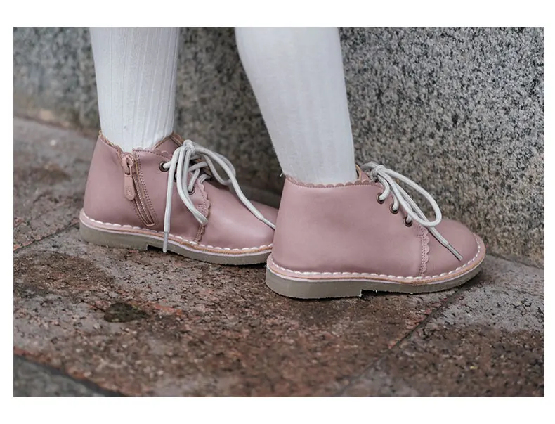 meninas de couro genuíno sapatos casuais botas retro das crianças sapatos antiderrapantes de pelúcia tornozelo botas de neve sapatos de criança fundo macio