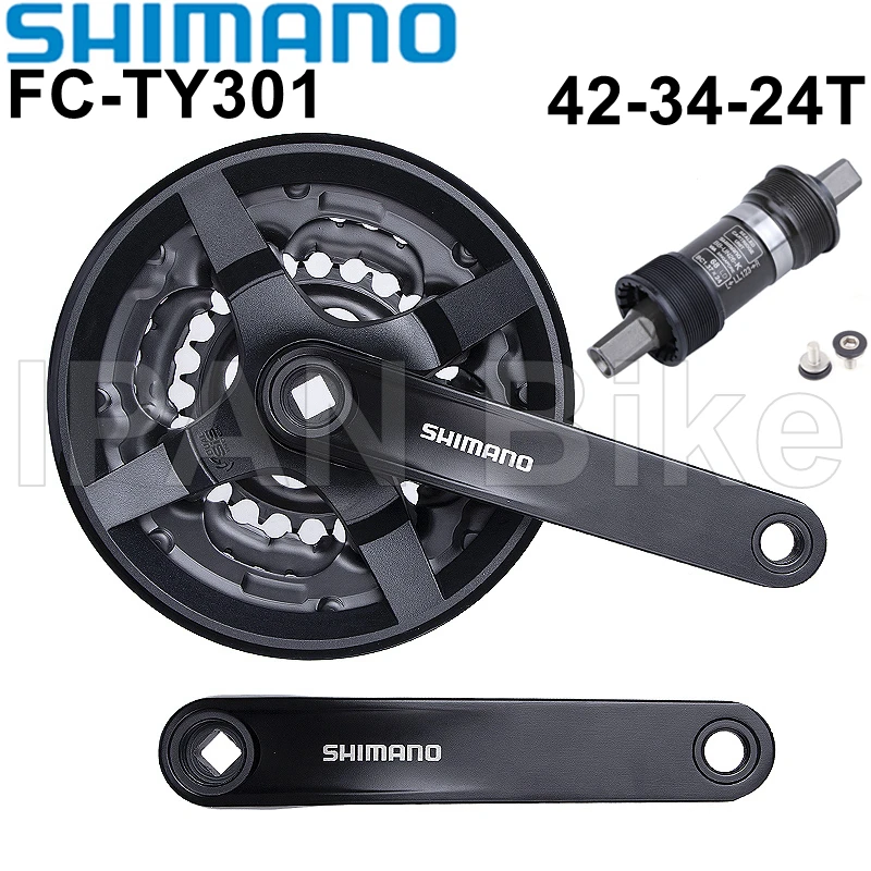 Shimano Tourney FC-TY301 Bike Cranset MTB Square Hole Crankset 6/7/8 Speed 170MM Crank 42-34-24T UN26 | Спорт и развлечения