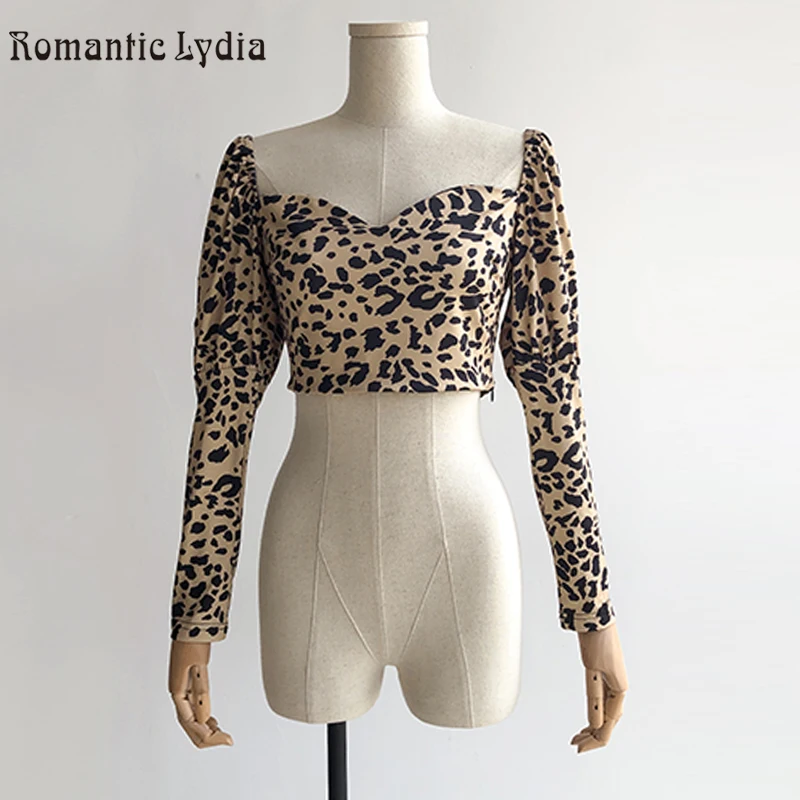 Sexy Leopard Print Women V neck Autumn Winter Crop Top Female Tank Tops Fashion Party Ladies Tops Shirts