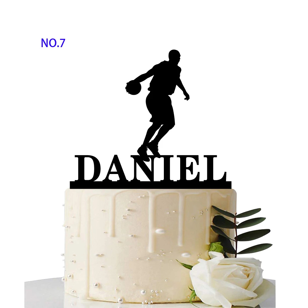 Custom Basketball Theme Name Acrylic Birthday Cake Topper Sports Style Personalized Dunk Team Name Party Cake Toppers Decoration (8)