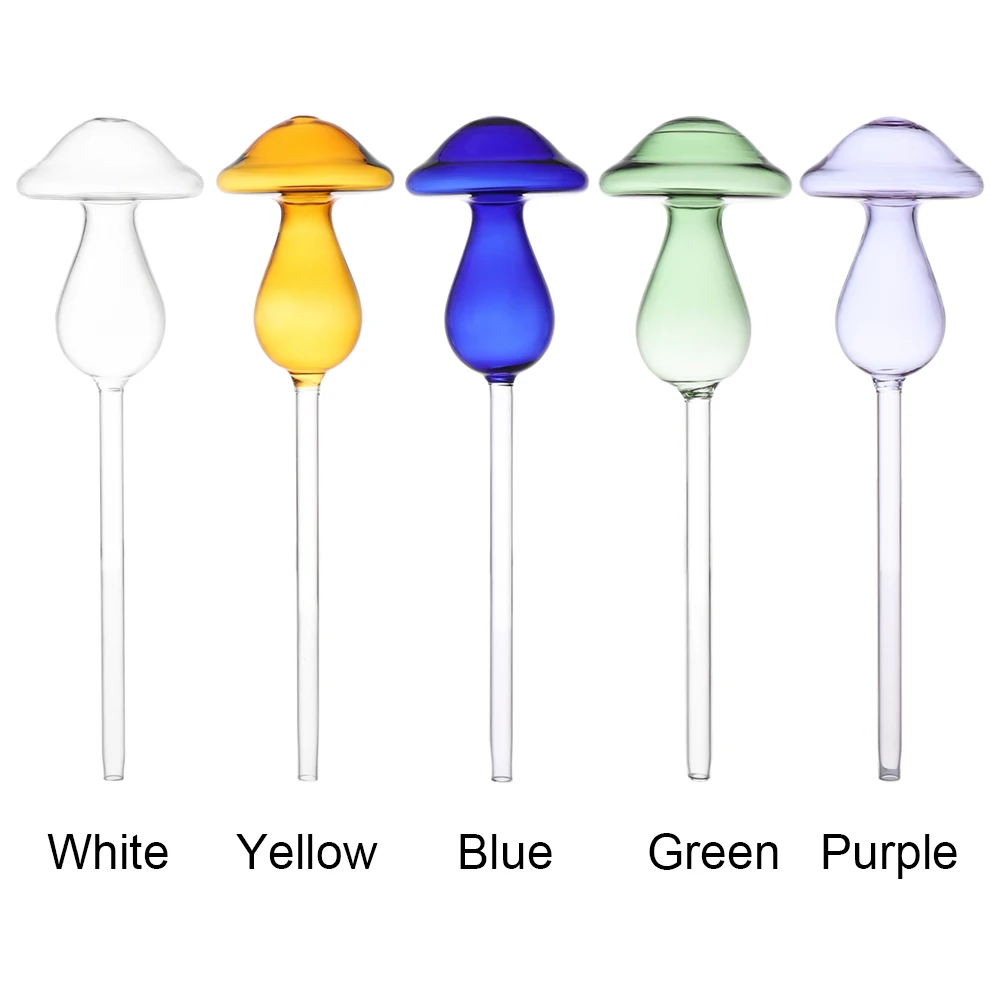 Multicolor Glass Mushroom Design Plant Watering Kits Plant Flowers Water Feeder Self Watering Home Garden Supplies 1PC plant waterer plants irrigation kits