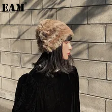 [EAM] женские белые короткие теплые шляпы для рыбалки, новые круглые купольные темпераментные модные Универсальные весенне-осенние 1M798