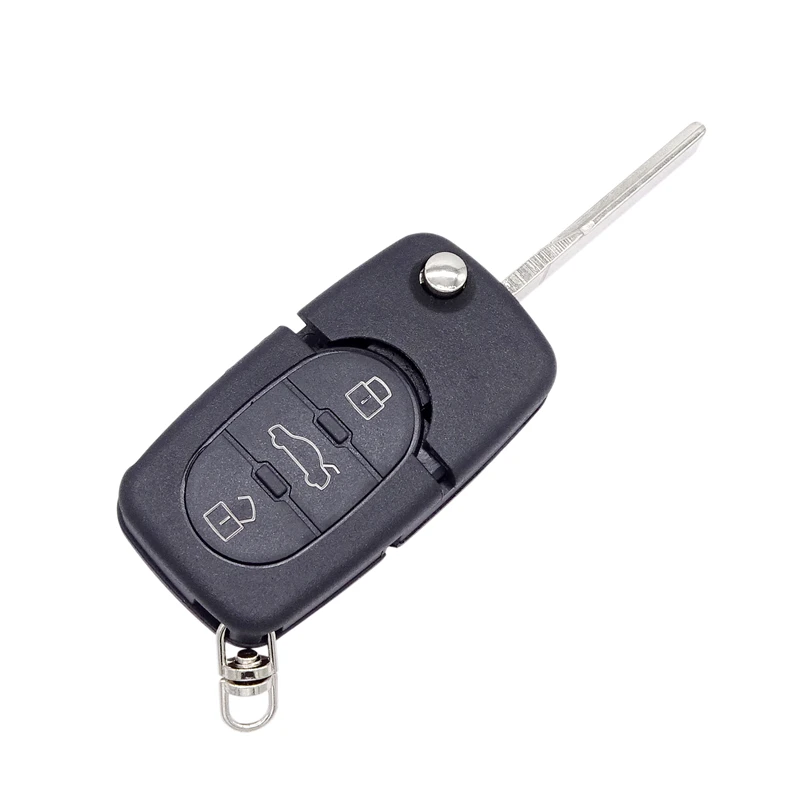

3Button Car Key Head Shell Cover Fob Modified KeyCase Uncut Blade Folding Flip Replacement For Audi TT A4 A6 A8 Quattro1997-2005