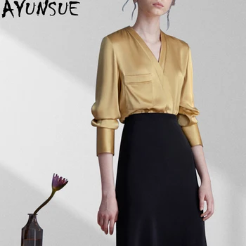 

AYUNSUE Spring Summer Blouse Women Clothes 95% Silk Shirt Long Sleeve Womens Tops and Blouses 2020 Bluzki Damskie 9197 KJ4399