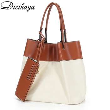 

DICIHAYA Women Bag Cowhide bags for Women Leather Handbags luxury handbags designer Purse Pocket Women Big Message Women's Bags