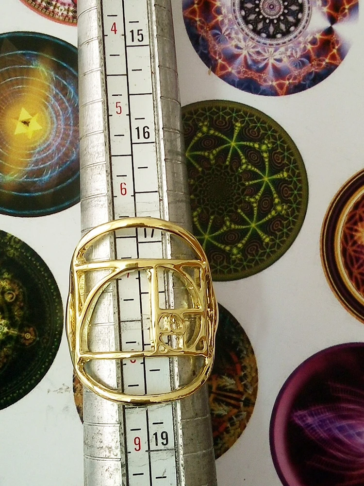 Кольцо Fibonacci с золотым соотношением свободного размера посеребренное модное