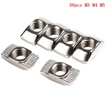 

50pc M3/M4/M510*6 for 20 Series Thread T Nut Slot T-nut Sliding Tnut Hammer Drop in Nut Fasten Connector High Strength Hardness