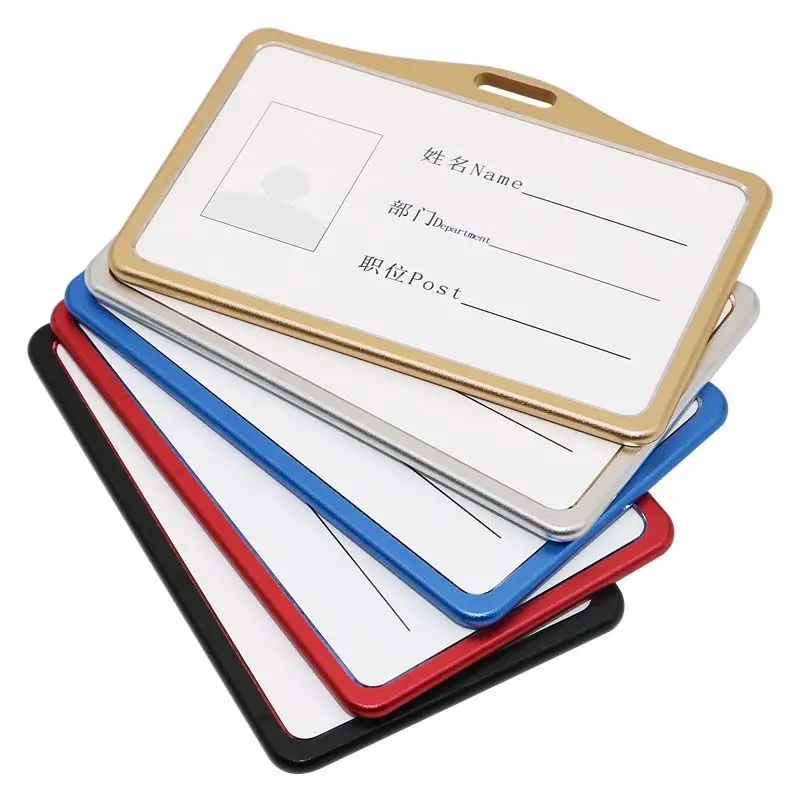 

1Pc Metal ID Card Holder Business Security Pass Holder Work Bus Employee Nurse Name ID Card Cover School Office Supplies
