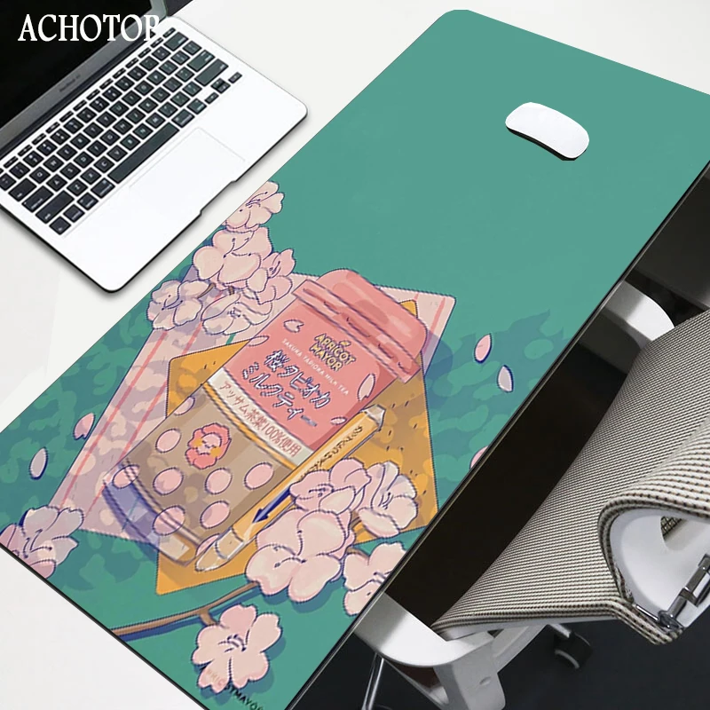 Pink Anime Mouse Pad Gamer Cute Kawaii XXL Gaming Mousepad Rubber Otaku Locking Edge 900X400MM Laptop Notebook Keyboard Desk Mat