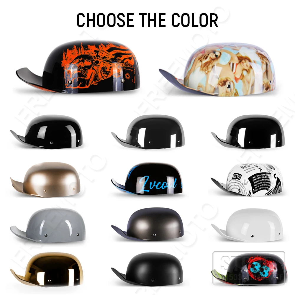 Unisex Retro half Motorcycle Helmets Matte Black German Half Face Helmet Chopper Cruiser Biker M/L/XL casque moto