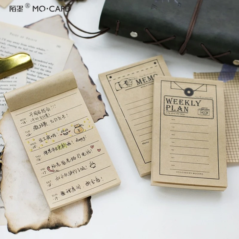 

50Sheets/Set Retro Kraft Paper Notebook Diary Weekly Daily Planner Writing Pads Office School Supplies Stationery