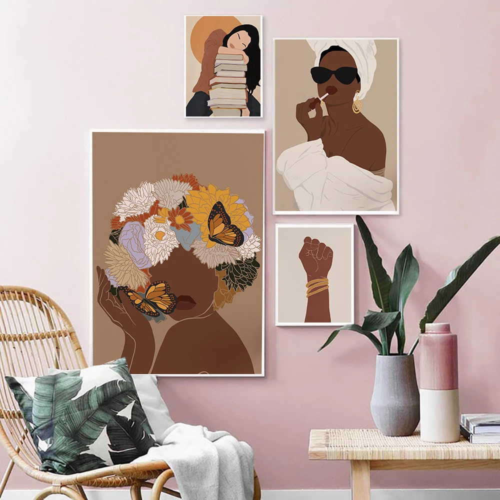 

Africa Boho Queen Black Woman Nordic Poster And Print Wall Art Abstract Canvas Painting Print Wall Pictures For Living Room Club