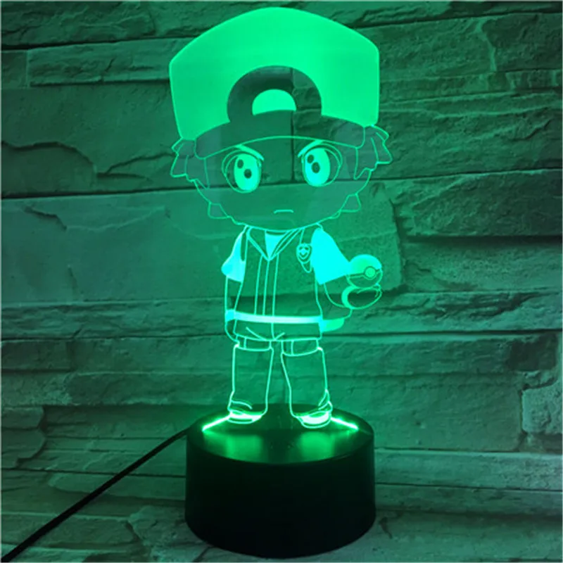 3d lampu ilusi lampu malam pokemon permainan angka ash ketchum kartun lampara led multicolor anak hadiah mainan anak 598