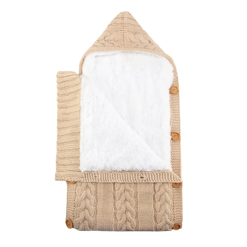 Спальный мешок-конверт для новорожденных, зимняя флисовая Пеленка, одеяло, большая коляска, Мягкая вязаная сумка для сна для мальчиков и девочек