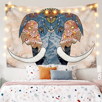 

Indian Mandala Elephant Tapestry Wall Hanging Throw Hippie Cover Dorm Boho Decor Art Psychedelic Macrame Wall Carpet Yoga Mat