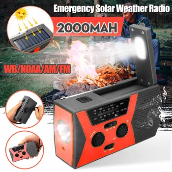 

Outdoor Portable Solar Crank AM FM Radio for Emergency Radio SOS Alarm Flashlight 2000MAh Power Bank and Reading Lamp
