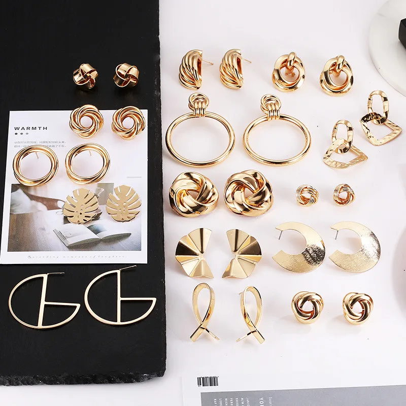 

Geometric Metal Drop Earrings for Women Punk Gold Colors Statement Irregular Pendant Earrings Female Jewelry Gifts