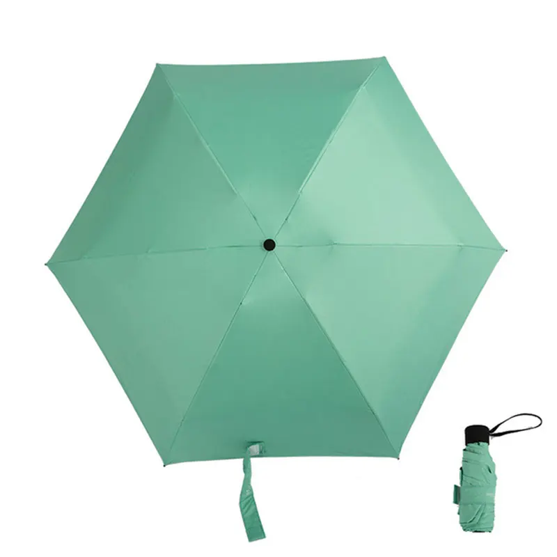 light green Зонт для девочки 1 шт. мини пять складной дождливый день карманный зонтик водонепроницаемый ветрозащитный Защита от солнца девушки на открытом воздухе путешествия портативный зонтик - Цвет: light green