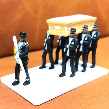 

Ghana Funeral Coffin Dancing Pallbearer Team Plastic Model Exquisite Workmanship Action Figure Car Decor 1:64 High Simulation